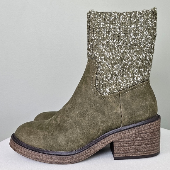 Portland Boot Company Women's Cozy Sweater Knit Bootie Olive - Picture 10 of 12